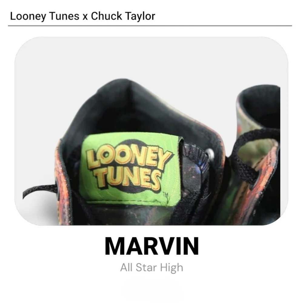 Chuck Taylor x Looney Tunes All Star High Marvin the Martian Sneaker NWOT No Box - Picture 7 of 10